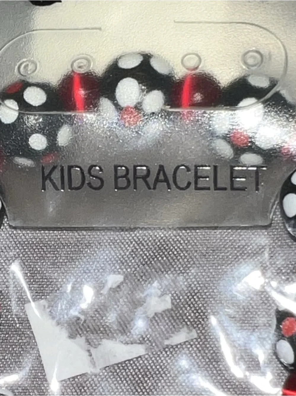 🔴New Codeena Kids Red Black Polka Dot Accent Beaded Stretch Bracelet